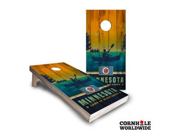 Custom Minnesota State Pride Cornhole Boat Board For Game Lover - Distressed Wood Game With Bags