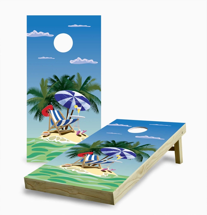 Small Island Cornhole Game with Cornhole Bags Cornhole Set Stained Cornhole Set Fast Shipping Quality Cornhole Game Lawn Game image 1