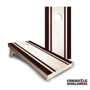 Cornhole Wooden Lawn Outdoor Game, Red Tone Light Wood Plank Custom Cornhole Accessories Board Set with Bags