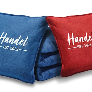 Personalized Cornhole Bags Last Name and Year- Quality Cornhole Bags - All-Weather - Wedding - Gift