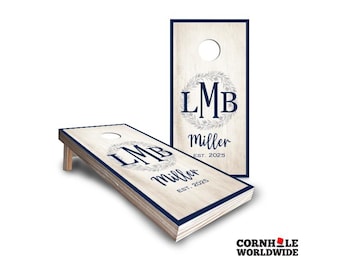 Custom Wedding Game Cornhole Boards Set – Personalized Monogram Last Name, EST Cornhole Game with Bags