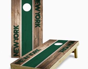 New York Football Team Wood Cornhole Set with Bags - Custom Cornhole Game - Outdoor Game - Pro Football - NFL Cornhole Jets