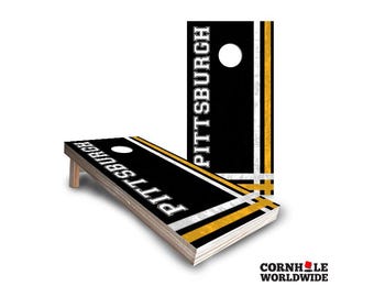 Pittsburgh Cornhole Yard Board Game, Personalized Outdoor Lawn Party Wooden Game Boards Set for Gift