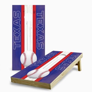 Texas Baseball MLB Team Cornhole Set with Bags - Custom Cornhole Game - Outdoor Game - Pro Baseball - MLB Cornhole