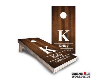 Custom Corn Hole With Bean Bags For Wedding Lawn Game – Personalized Initial, Name & Date Cornhole Boards Set