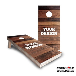 Cornhole Boards Lawn Games For Wedding – Custom Rustic Stained Outdoor Backyard Cornhole Game Set