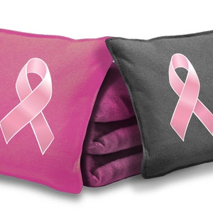 Breast Cancer Cornhole Ribbon Bag, Pink Ribbon and Breast Cancer Awareness Regulation Bean Bags Set for Gift