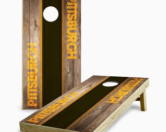 Pittsburgh Football Team Wood Cornhole Set with Bags - Custom Cornhole Game - Outdoor Game - Pro Football - NFL Cornhole