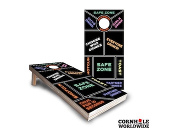 Custom Cornhole Drinking Games With Bags – Neon Bachelorette Party Cornhole Board Lawn Game Set Gifts