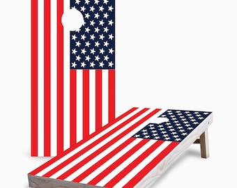 American Flag Cornhole Game with Bags - American Pride - Quality Cornhole Game - Outdoor Lawn Game - Cornhole Set - Patriotic - USA