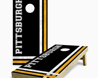 Pittsburgh Football Team Wood Cornhole Set with Bags - Custom Cornhole Game - Outdoor Game - Pro Football - NFL Cornhole