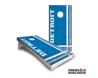 Detroit Football Cornhole Lawn Game, Custom Cornhole Outdoor Yard Party Wood Game Board Set