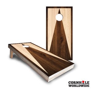 Cornhole Rustic Wooden Lawn Board Game, Personalized Stained Triangle Outdoor Cornhole Game Set with Bags