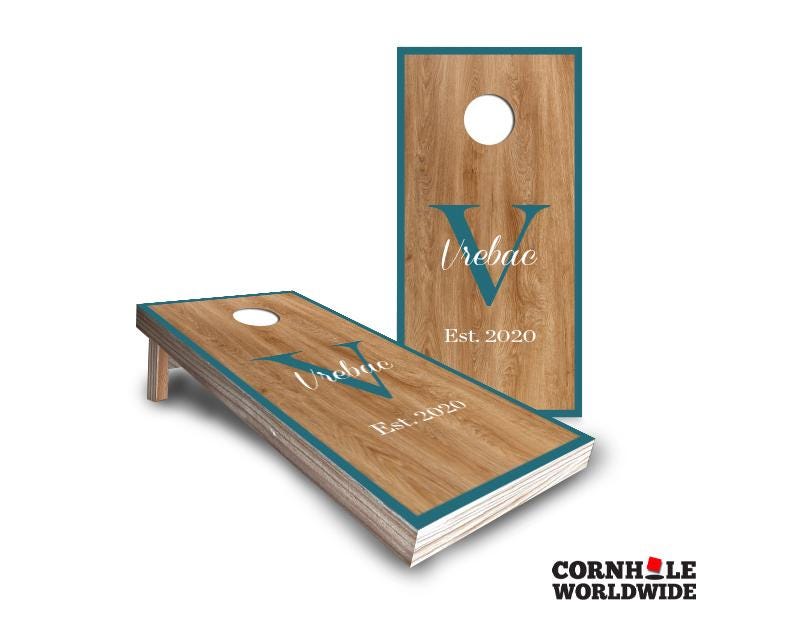 Cornhole Boards Couple Lawn Games - Custom Name, Initial And Date Wedding Cornhole Set With Bean Bags