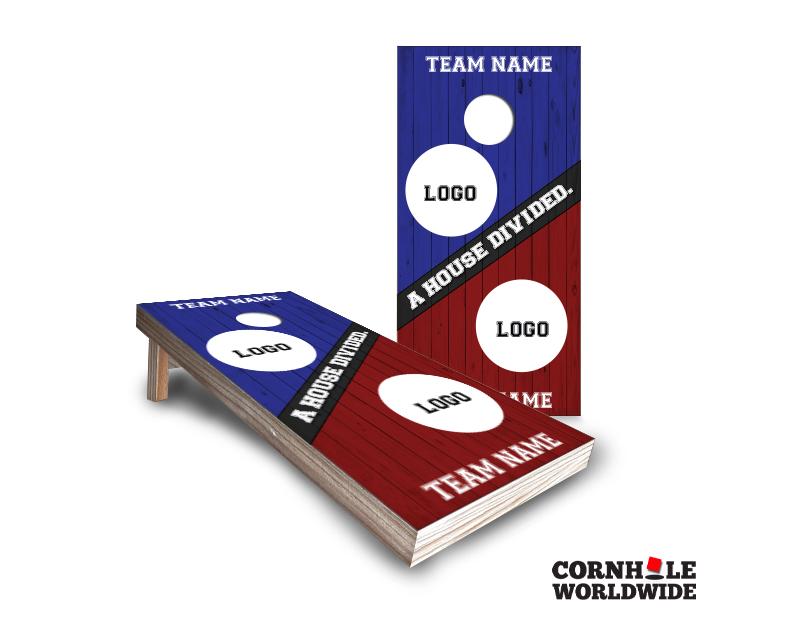 Personalized Cornhole Sports Board Game, Sports House Divided Mix and Match Custom Cornhole Set with Bags