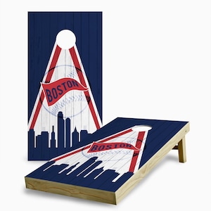 Boston MLB Team Cornhole Set with Bags - Custom Cornhole Game - Outdoor Game - Pro Baseball - MLB Cornhole