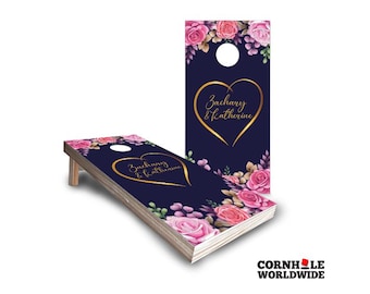 Personalized Floral Cornhole Board Set: Wedding Shower Gift