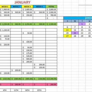 YEARLY EDITABLE Excel Budget Spreadsheet-multiple devices