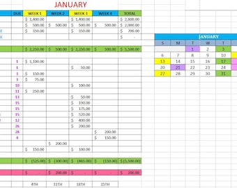 YEARLY EDITABLE Excel Budget Spreadsheet-multiple devices