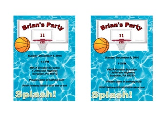 Invitación a fiesta de baloncesto en la piscina