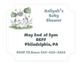 Invitación de Elefante Bebé - Descarga Digital