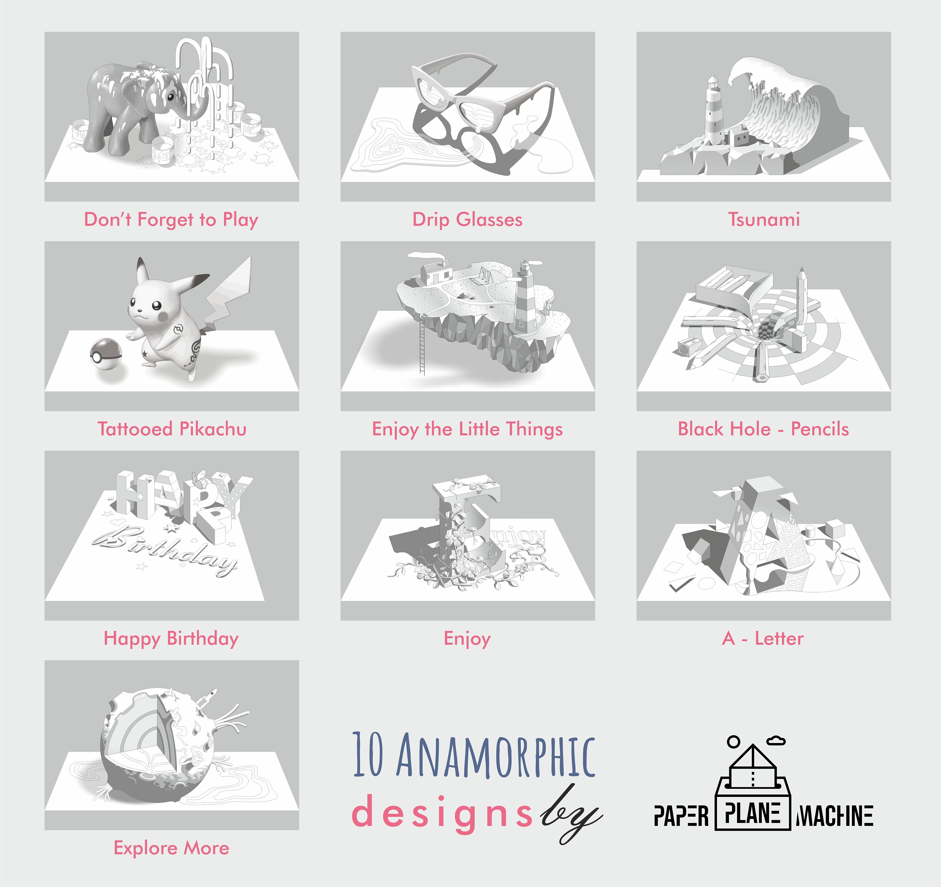 Coloring Book • 3D Art • Anamorphic Optical Illusion • Party Favors ...