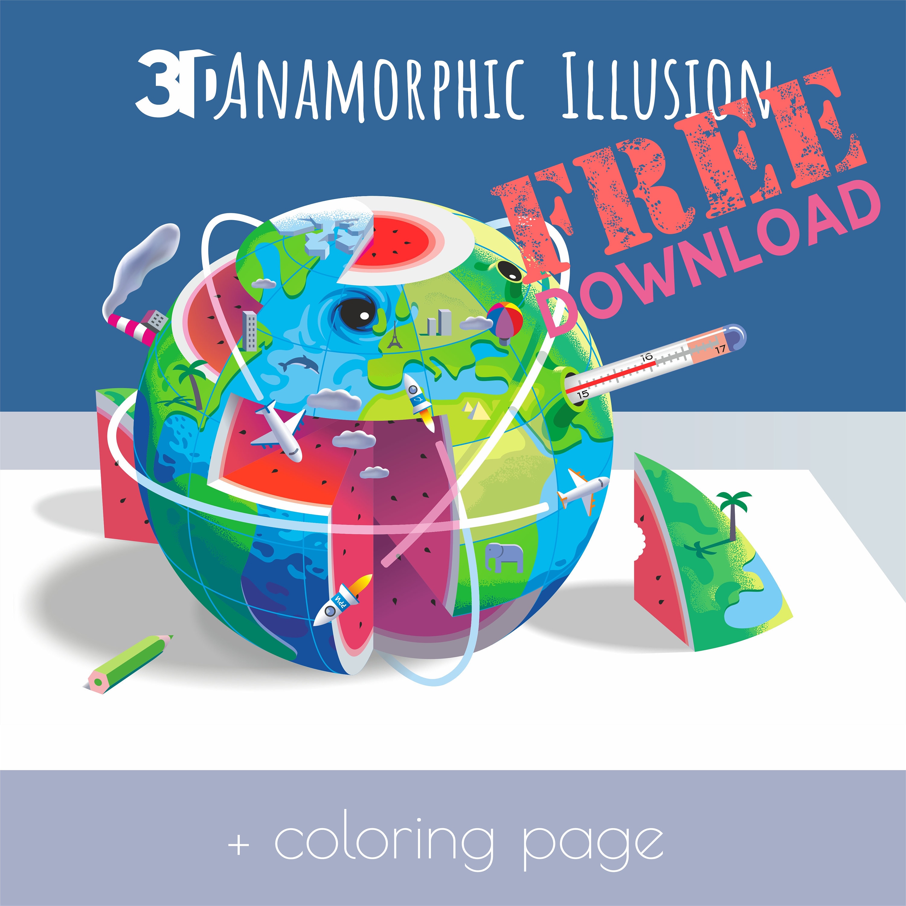 Save Earth Free Download 3d Anamorphic Optical Illusion Etsy