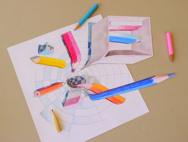 Optical Illusion 3D Art Coloring Page, Anamorphic Art, Coloring Pages ...