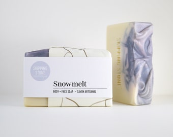 Snowmelt : Body + Face Soap, cold process, palm free, handmade all natural soap