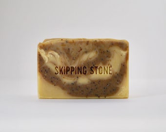 Coffee Shop : Hand + Body Soap, cold process, palm free, handmade all natural soap with hard scrub, exfoliating and deodorizing