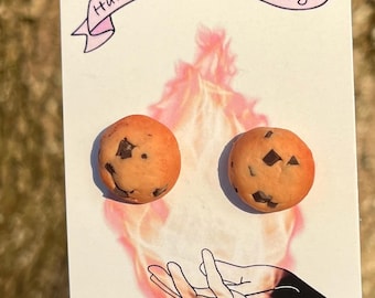 Chocolate Chip Cookie Earrings | stud hypoallergenic nickel-free and lead-free polymer clay earrings