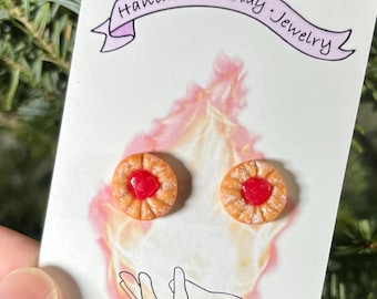 Heart Thumbprint Cookie Earrings | stud hypoallergenic nickel-free and lead-free polymer clay earrings