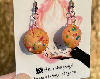 Funfetti Sugar Cookie Earrings | dangly hypoallergenic nickel-free and lead-free polymer clay food earrings