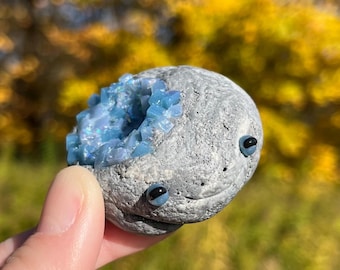 Geode Frog (mostly gray surface) | Polymer Clay Frog Figurine