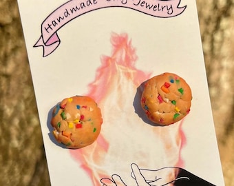 Funfetti Sugar Cookie Earrings | stud hypoallergenic nickel-free and lead-free polymer clay earrings