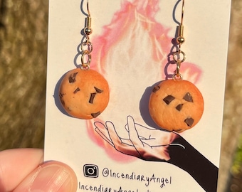 Chocolate Chip Cookie Earrings | dangly hypoallergenic nickel-free and lead-free polymer clay food earrings
