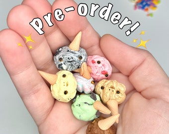 Baby Ice Cream Scoop Frog | Handmade Polymer Clay Frog Figurine | CUSTOM made-to-order! :)