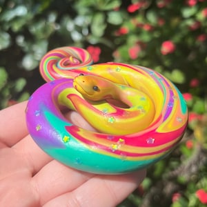 Swirly Rainbow Snake | Polymer Clay Snake Sculpture