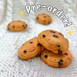 Chocolate Chip Cookie Frog | Handmade Polymer Clay Frog Figurine | Made-to-order