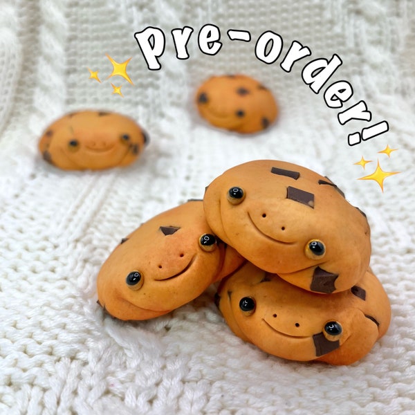 Chocolate Chip Cookie Frog | Handmade Polymer Clay Frog Figurine | Made-to-order