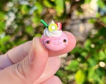 BABY Fruit Smoothie Frogs | Polymer Clay Frog Sculpture