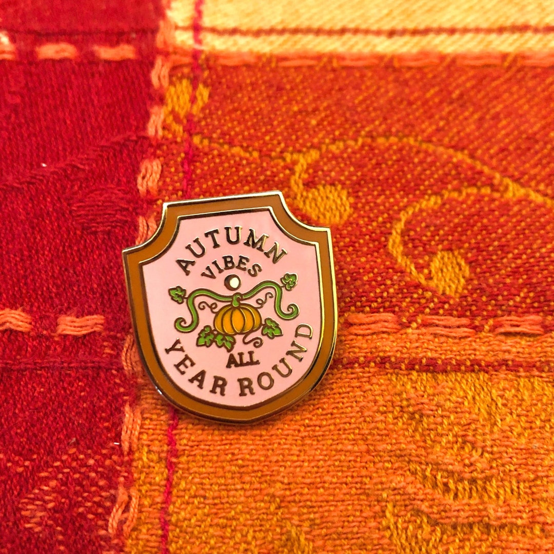 Autumn Vibes Enamel Pin | Gold-plated Merit Badge Pin; Autumn Enamel ...