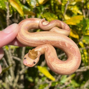 Rose Gold Crackle Snake | Polymer Clay Snake Sculpture