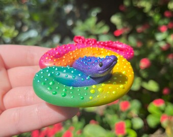Rainbow Ombre Snake | Polymer Clay Snake Sculpture