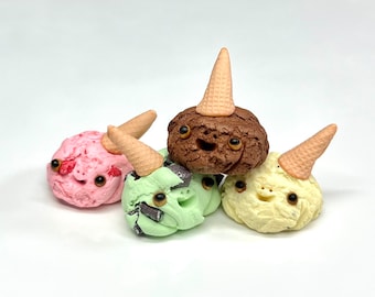 Baby Ice Cream Scoop Frog | Handmade Polymer Clay Frog Figurine | CUSTOM made-to-order! :)