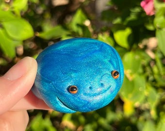 Blue Shimmer Swirl Frog | Polymer Clay Frog Sculpture