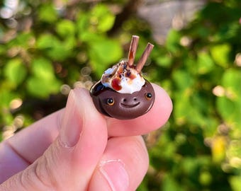 BABY Chocolate Sundae Frogs | Polymer Clay Frog Sculpture