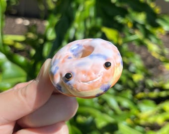 Donut Frog - Blueberry Glazed | Handmade Polymer Clay Frog Figurine