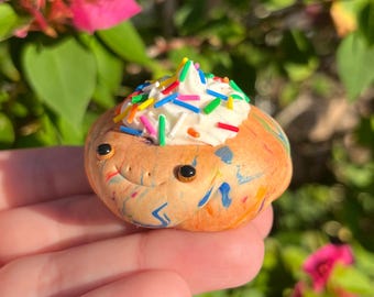Rainbow Muffin Top Frog | Handmade Polymer Clay Frog Figurine INEDIBLE!!
