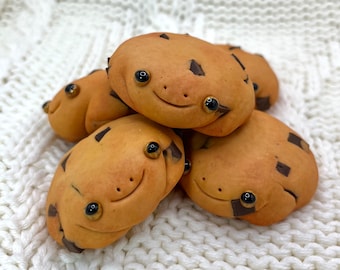 Chocolate Chip Cookie Frogs | Handmade Polymer Clay Frog Figurine | Made-to-order